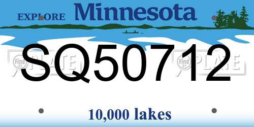 SQ50712 Minnesota License Plate