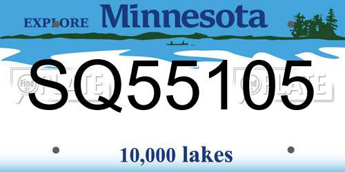 SQ55105 Minnesota License Plate