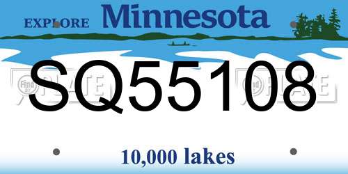 SQ55108 Minnesota License Plate