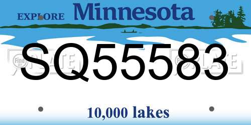 SQ55583 Minnesota License Plate