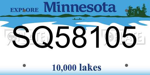 SQ58105 Minnesota License Plate