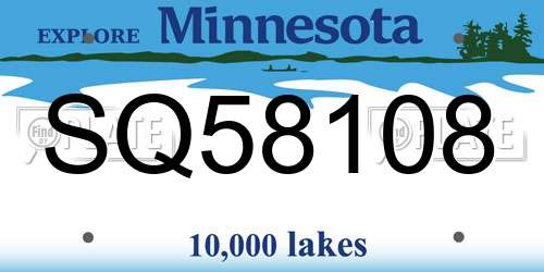 SQ58108 Minnesota License Plate