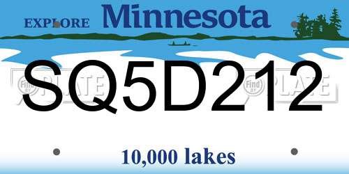 SQ5D212 Minnesota License Plate