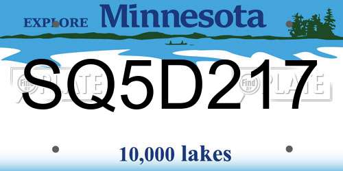 SQ5D217 Minnesota License Plate