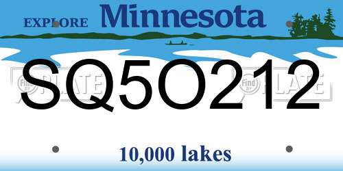 SQ5O212 Minnesota License Plate