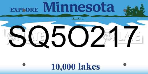 SQ5O217 Minnesota License Plate