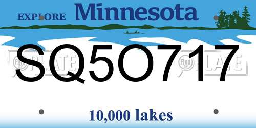 SQ5O717 Minnesota License Plate