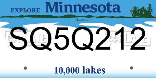 SQ5Q212 Minnesota License Plate