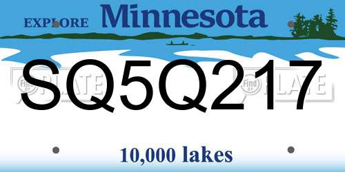 SQ5Q217 Minnesota License Plate