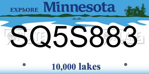 SQ5S883 Minnesota License Plate