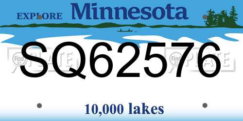 SQ62576 Minnesota License Plate