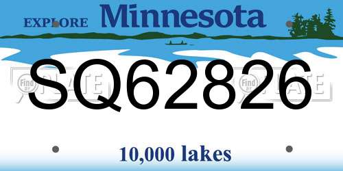 SQ62826 Minnesota License Plate