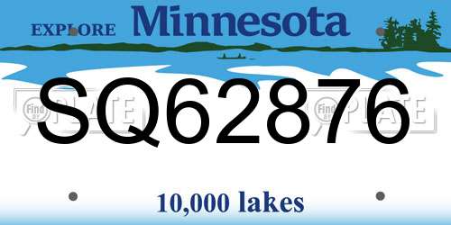 SQ62876 Minnesota License Plate