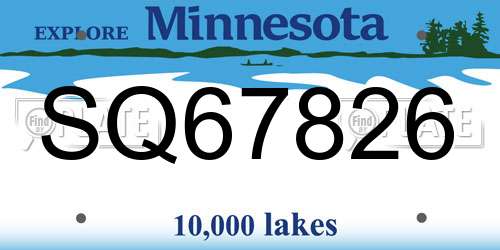 SQ67826 Minnesota License Plate