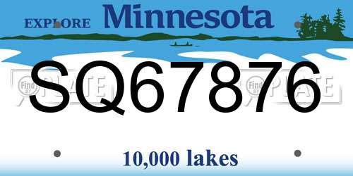 SQ67876 Minnesota License Plate