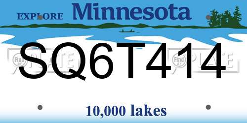 SQ6T414 Minnesota License Plate