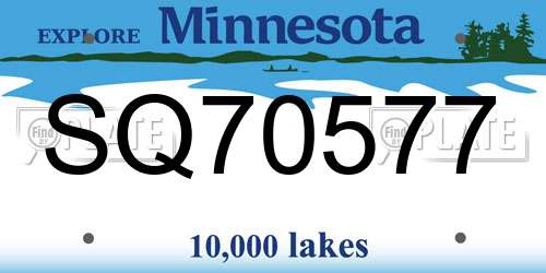 SQ70577 Minnesota License Plate