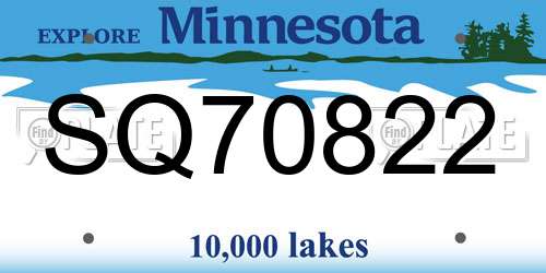 SQ70822 Minnesota License Plate