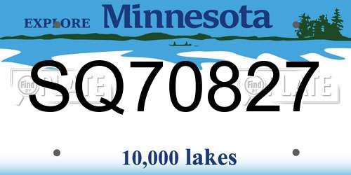 SQ70827 Minnesota License Plate