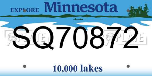 SQ70872 Minnesota License Plate