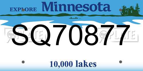SQ70877 Minnesota License Plate