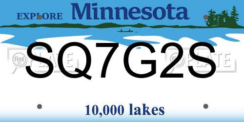 SQ7G2S Minnesota License Plate