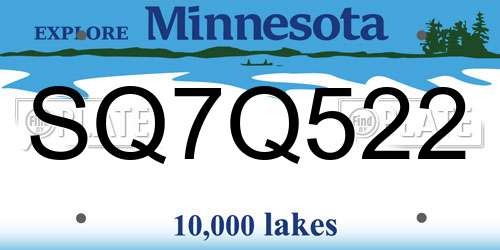 SQ7Q522 Minnesota License Plate