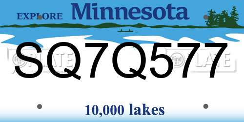 SQ7Q577 Minnesota License Plate
