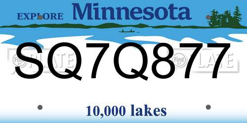SQ7Q877 Minnesota License Plate