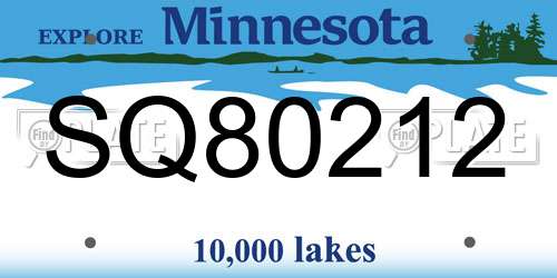 SQ80212 Minnesota License Plate