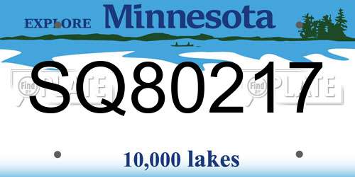 SQ80217 Minnesota License Plate