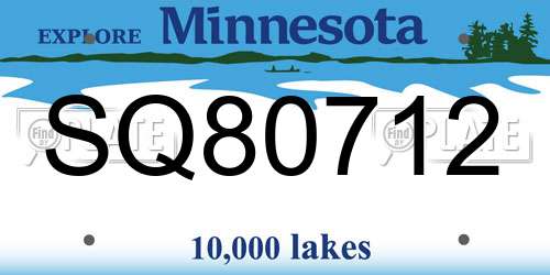 SQ80712 Minnesota License Plate