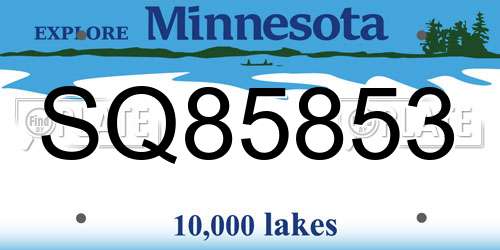 SQ85853 Minnesota License Plate