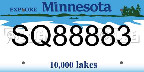 SQ88883 Minnesota License Plate