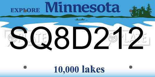 SQ8D212 Minnesota License Plate