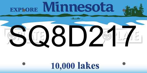 SQ8D217 Minnesota License Plate
