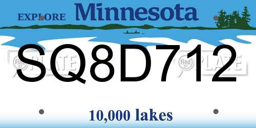 SQ8D712 Minnesota License Plate