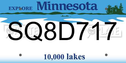 SQ8D717 Minnesota License Plate
