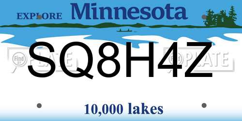 SQ8H4Z Minnesota License Plate