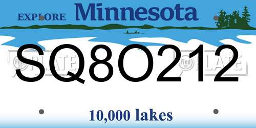 SQ8O212 Minnesota License Plate