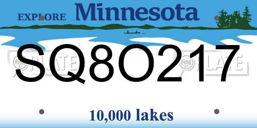 SQ8O217 Minnesota License Plate