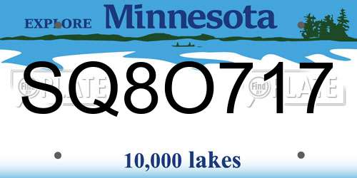 SQ8O717 Minnesota License Plate