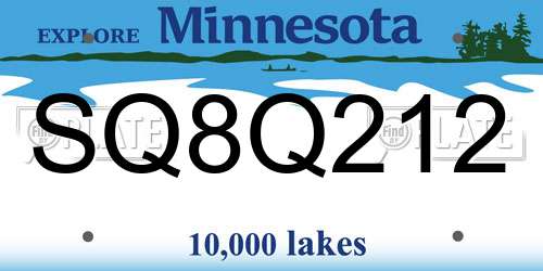 SQ8Q212 Minnesota License Plate