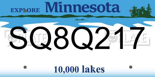 SQ8Q217 Minnesota License Plate