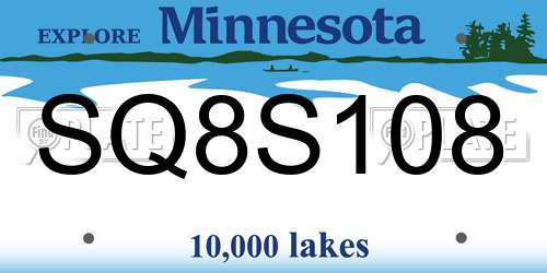 SQ8S108 Minnesota License Plate