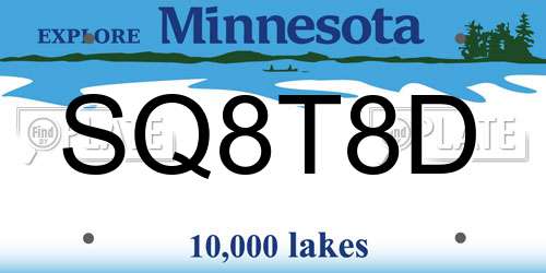 SQ8T8D Minnesota License Plate