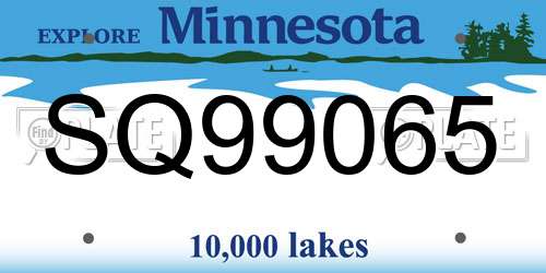 SQ99065 Minnesota License Plate