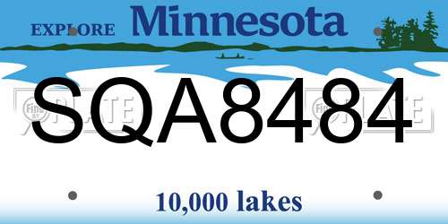 SQA8484 Minnesota License Plate