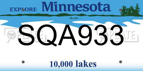 SQA933 Minnesota License Plate