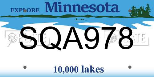 SQA978 Minnesota License Plate